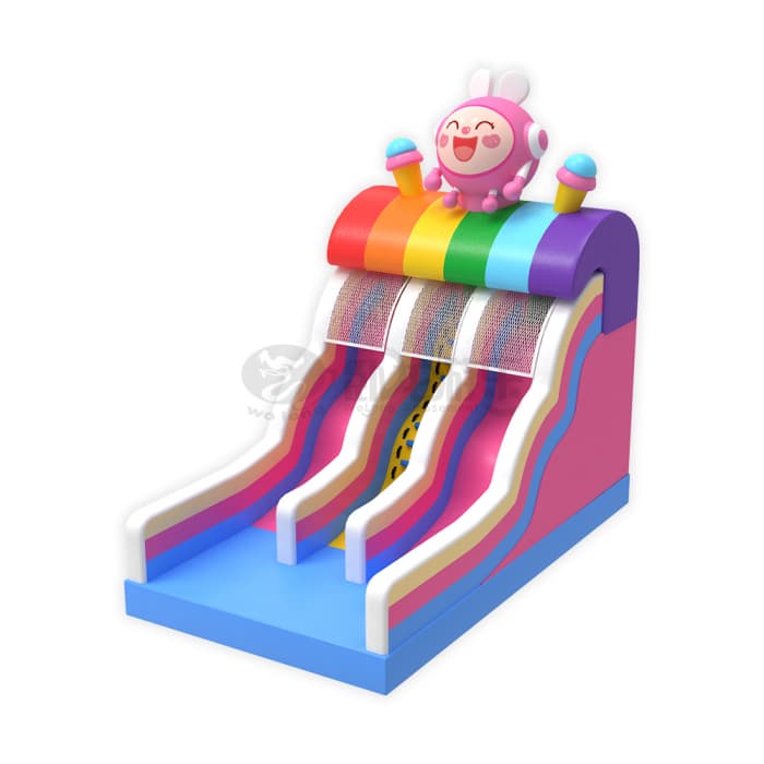 Rainbow Bunny Inflatable Slide