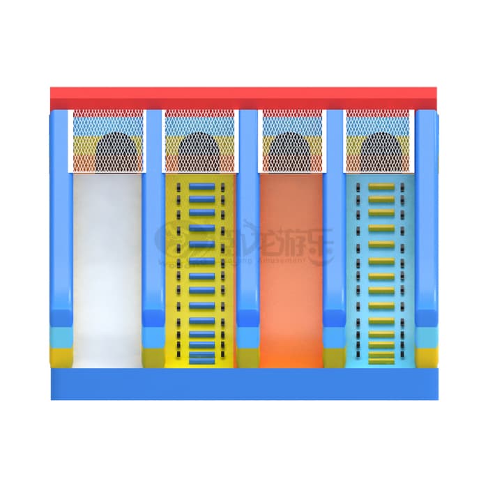 Orange & Blue 4-Lane Inflatable Slide