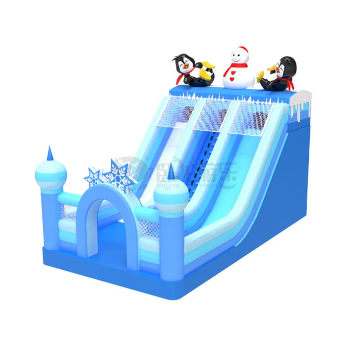 Winter Penguin Themed Inflatable Slide